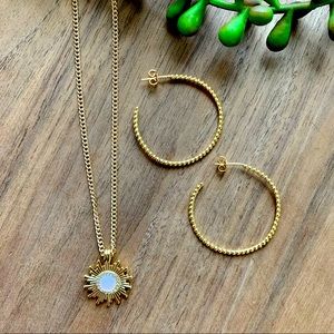Necklace and Earrings Set- Bubble Hoops & Sun Charm
